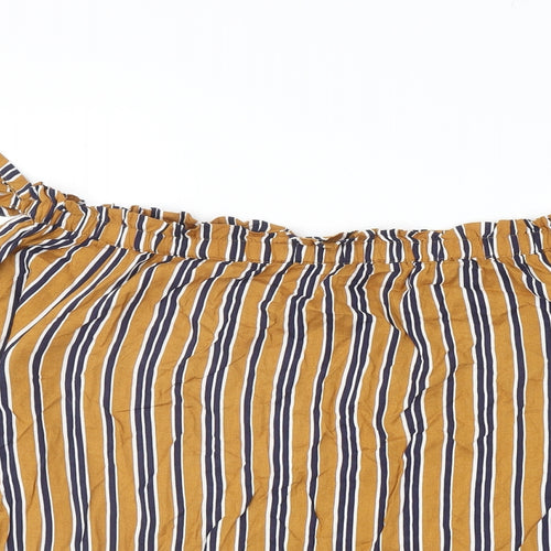 Papaya Womens Multicoloured Striped Viscose Basic Blouse Size 14 Off the Shoulder
