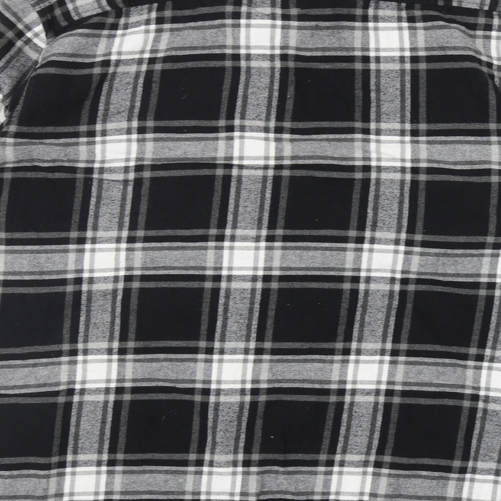 Primark Mens Black Plaid Cotton Button-Up Size 2XL Collared Button