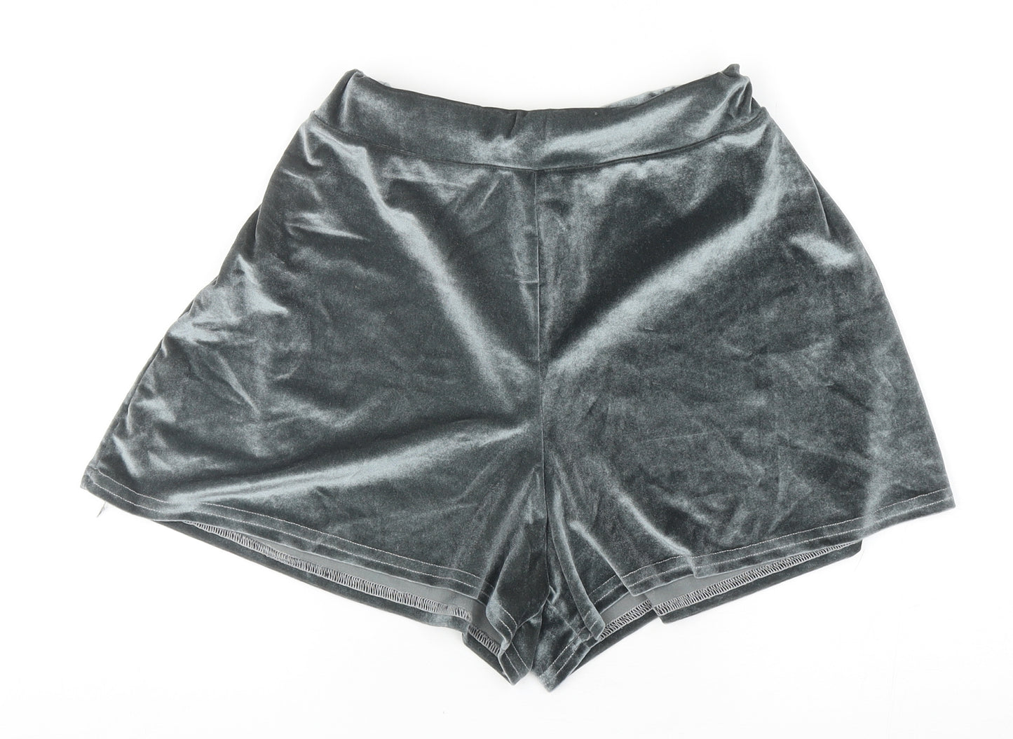 Boohoo Womens Grey Polyester Sweat Shorts Size 10 L3 in Regular Pull On