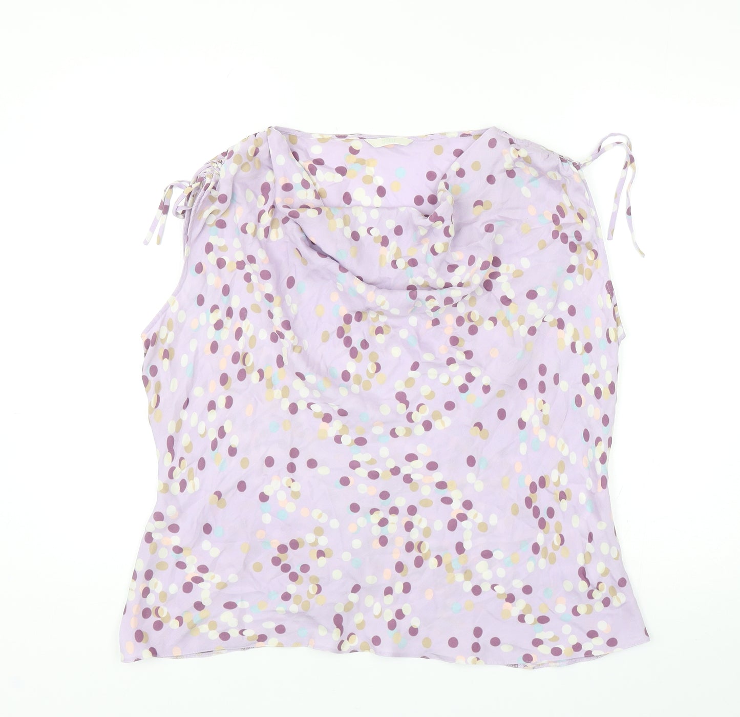 Marks and Spencer Womens Purple Polka Dot Silk Basic Blouse Size 22 Cowl Neck - Ruched