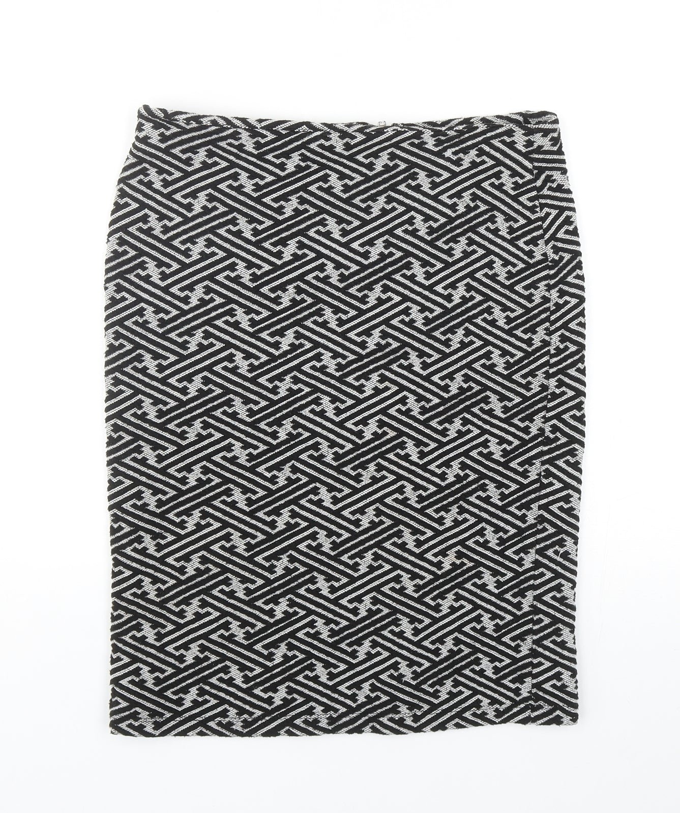 NEXT Womens Black Geometric Polyester Straight & Pencil Skirt Size 12 Zip