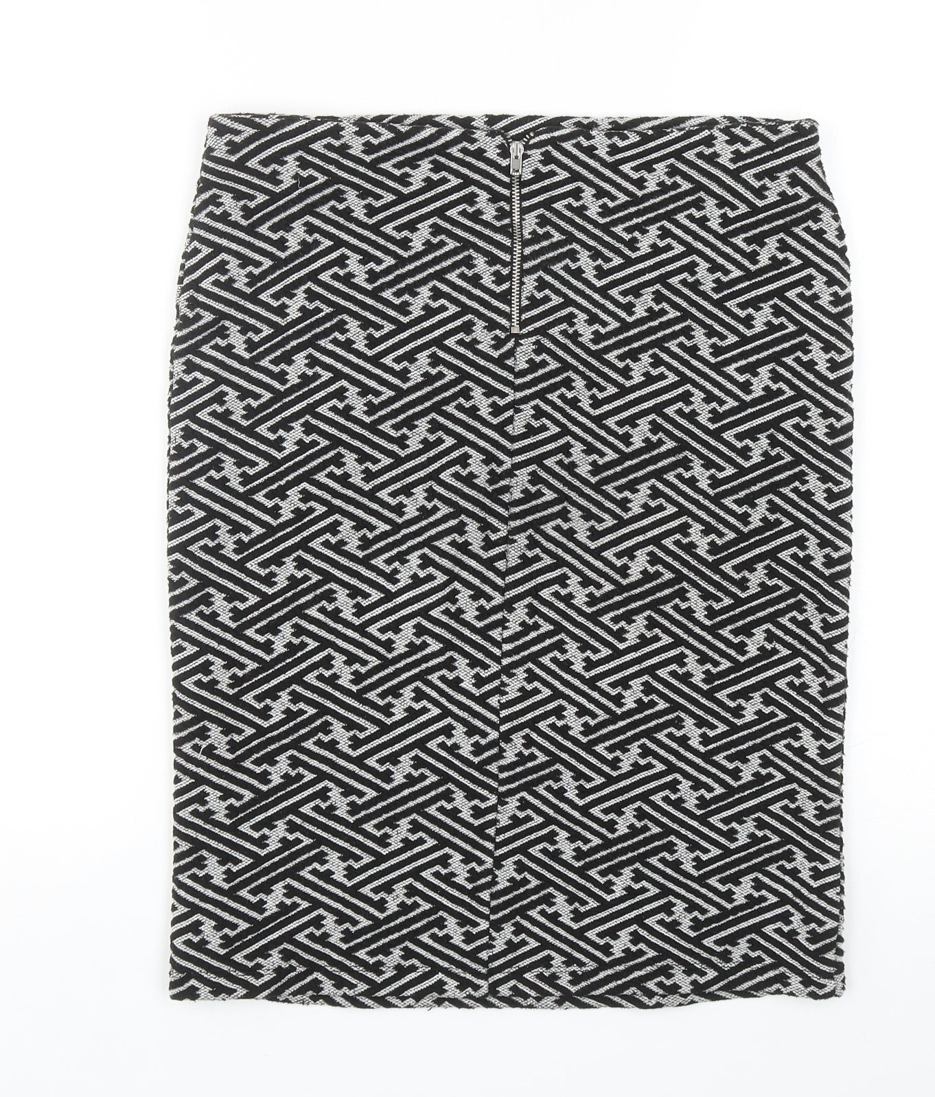 NEXT Womens Black Geometric Polyester Straight & Pencil Skirt Size 12 Zip