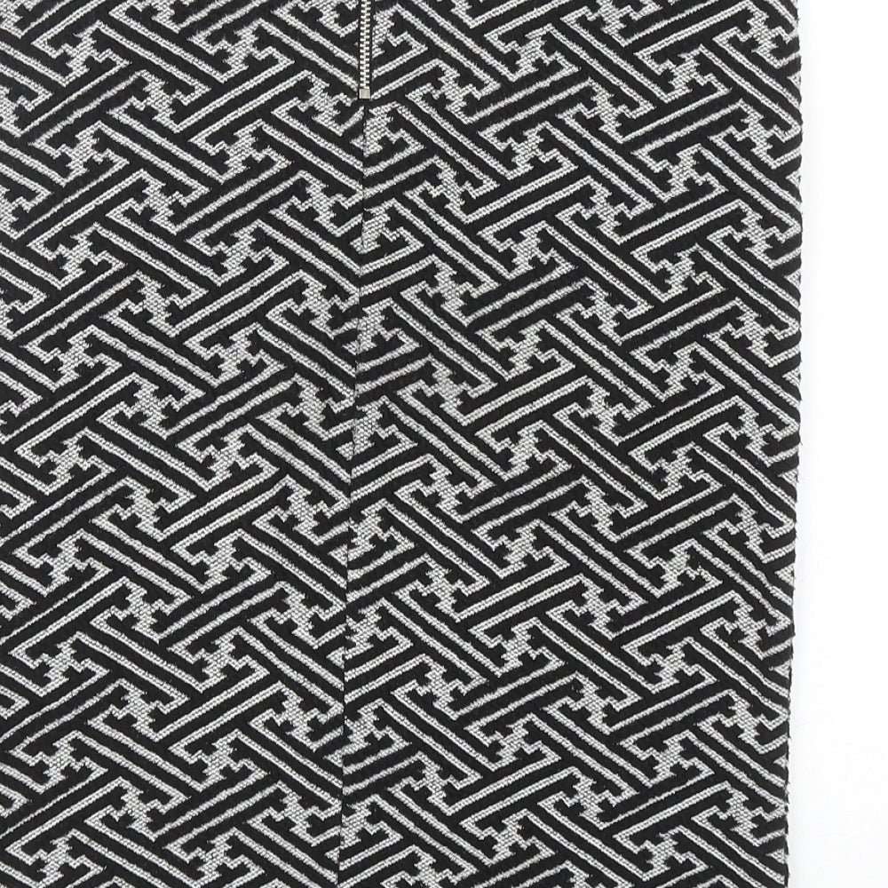 NEXT Womens Black Geometric Polyester Straight & Pencil Skirt Size 12 Zip
