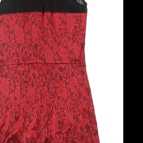 Internacionale Womens Red Floral Cotton Playsuit One-Piece Size 12 L3 in Zip