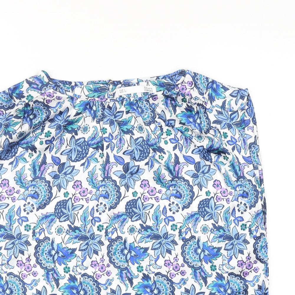 Sfera Womens Multicoloured Floral Polyester Basic Blouse Size L Boat Neck