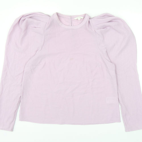 H&M Womens Purple Polyester Basic Blouse Size M Round Neck