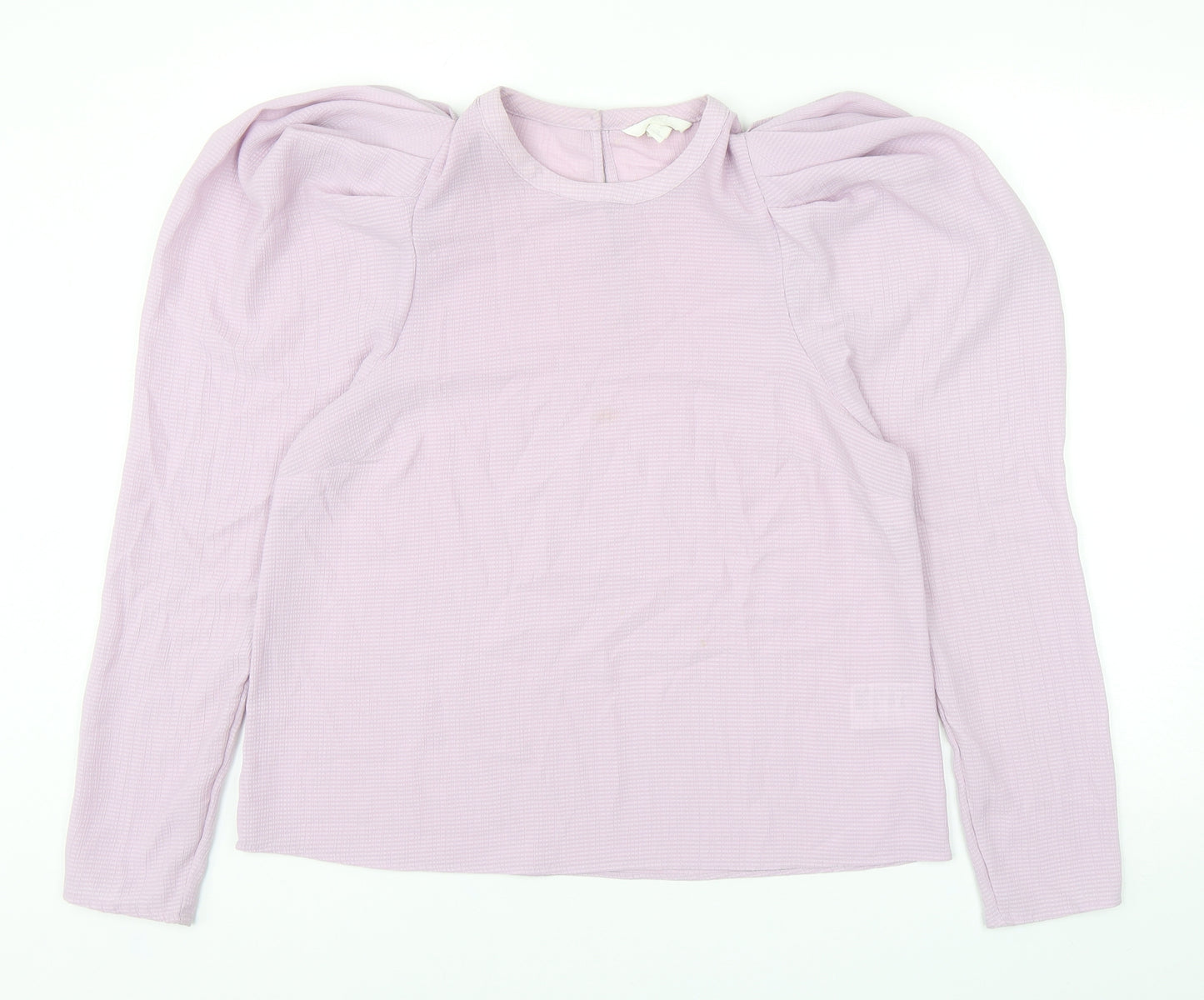 H&M Womens Purple Polyester Basic Blouse Size M Round Neck