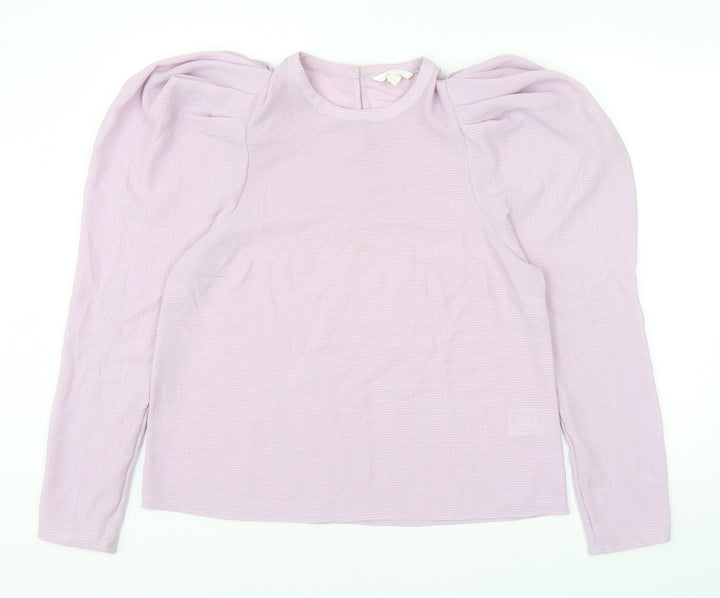 H&M Womens Purple Polyester Basic Blouse Size M Round Neck