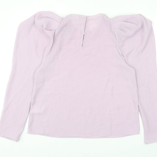 H&M Womens Purple Polyester Basic Blouse Size M Round Neck