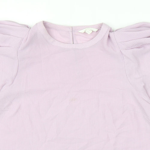 H&M Womens Purple Polyester Basic Blouse Size M Round Neck