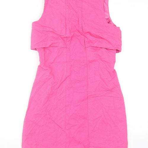 Monsoon Womens Pink Cotton Mini Size 8 Round Neck Zip