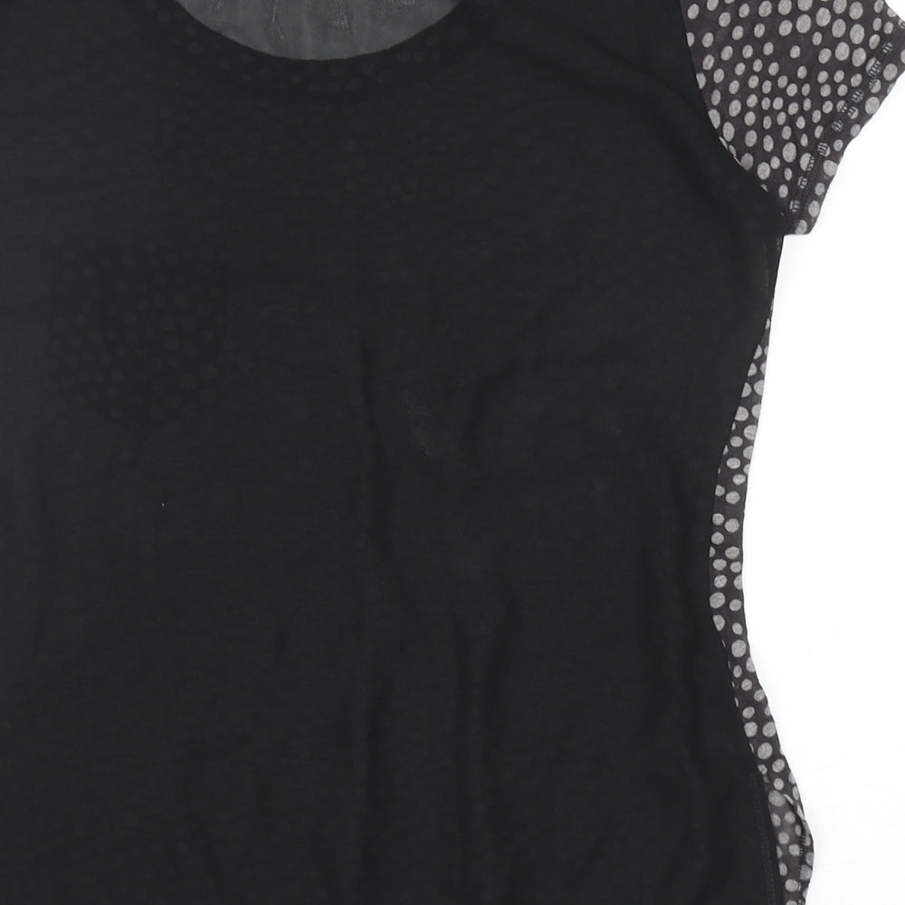 Karen Millen Womens Grey Polka Dot Polyester Basic T-Shirt Size 12 Scoop Neck