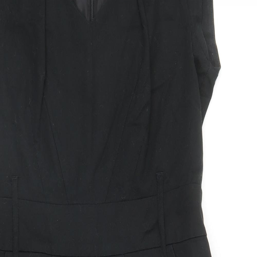 Jasper Conran Womens Black Cotton Shift Size 12 V-Neck Zip