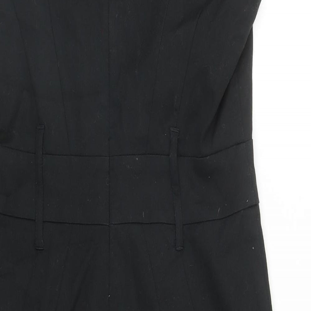 Jasper Conran Womens Black Cotton Shift Size 12 V-Neck Zip