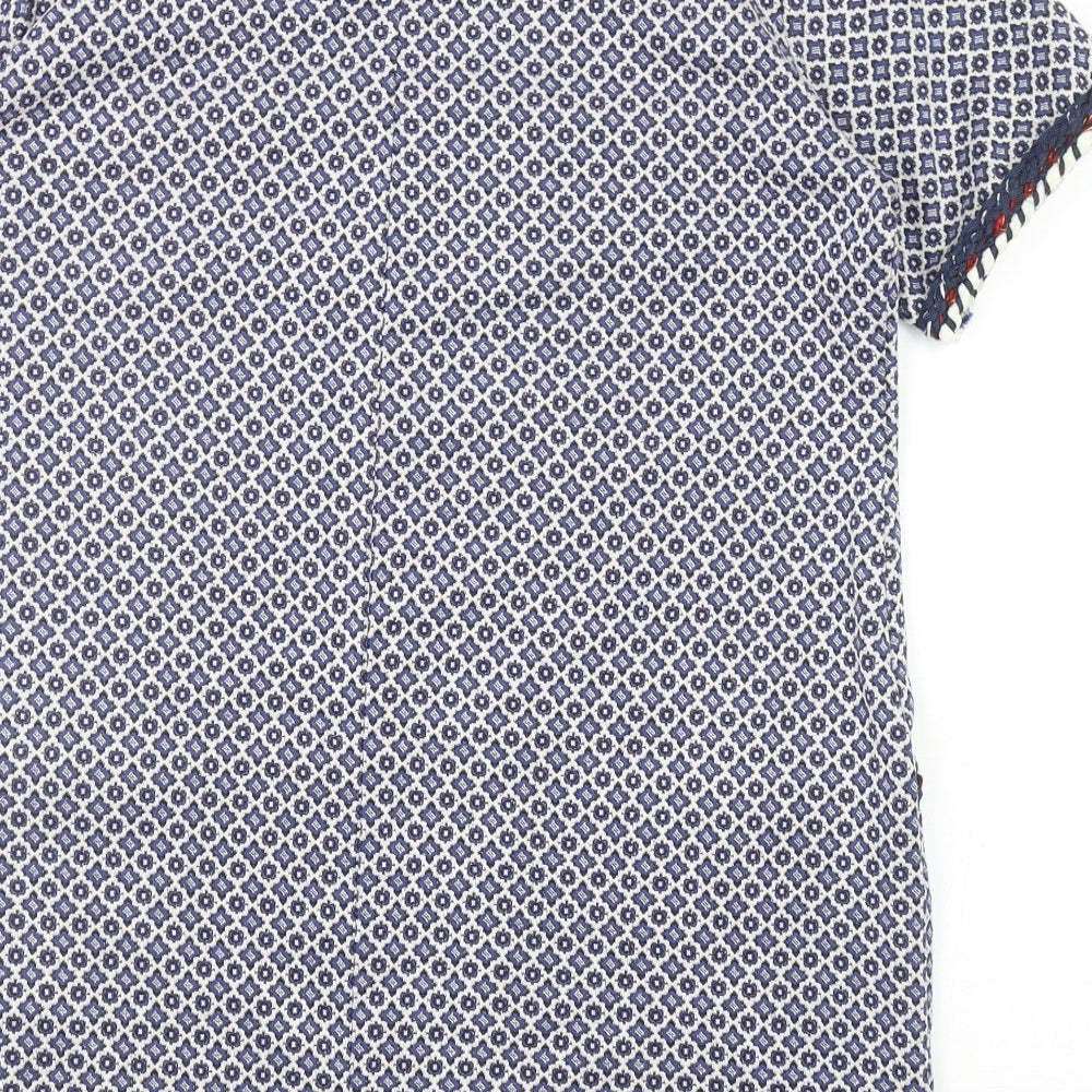 Dorothy Perkins Womens Blue Geometric Polyester Tunic Blouse Size 16 Round Neck