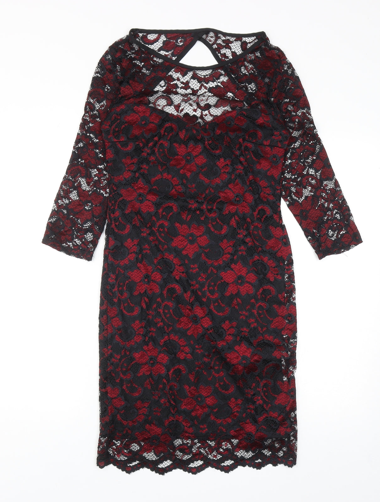Atmosphere Womens Black Floral Nylon Bodycon Size 10 Boat Neck Pullover