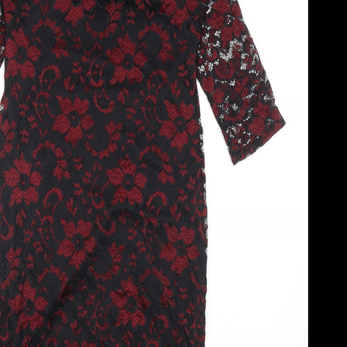 Atmosphere Womens Black Floral Nylon Bodycon Size 10 Boat Neck Pullover