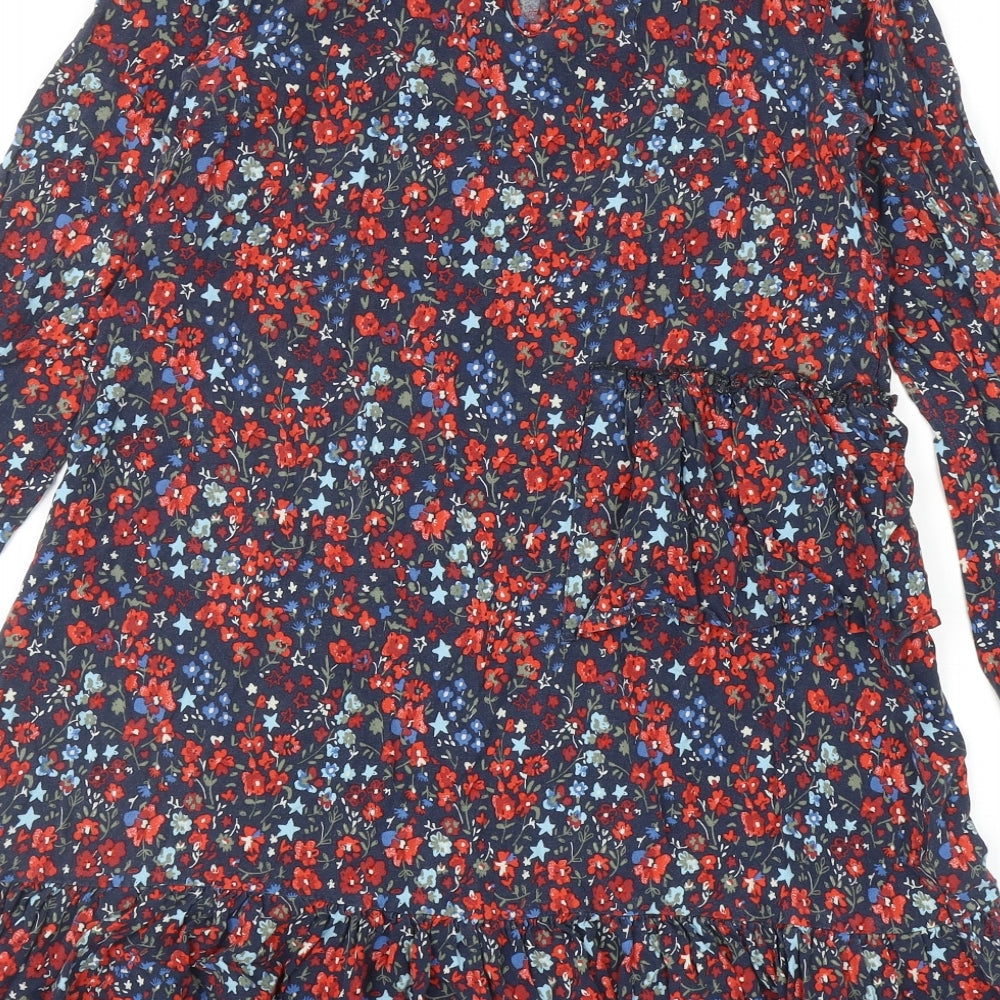 NEXT Girls Multicoloured Floral Viscose Fit & Flare Size 11 Years Round Neck Button