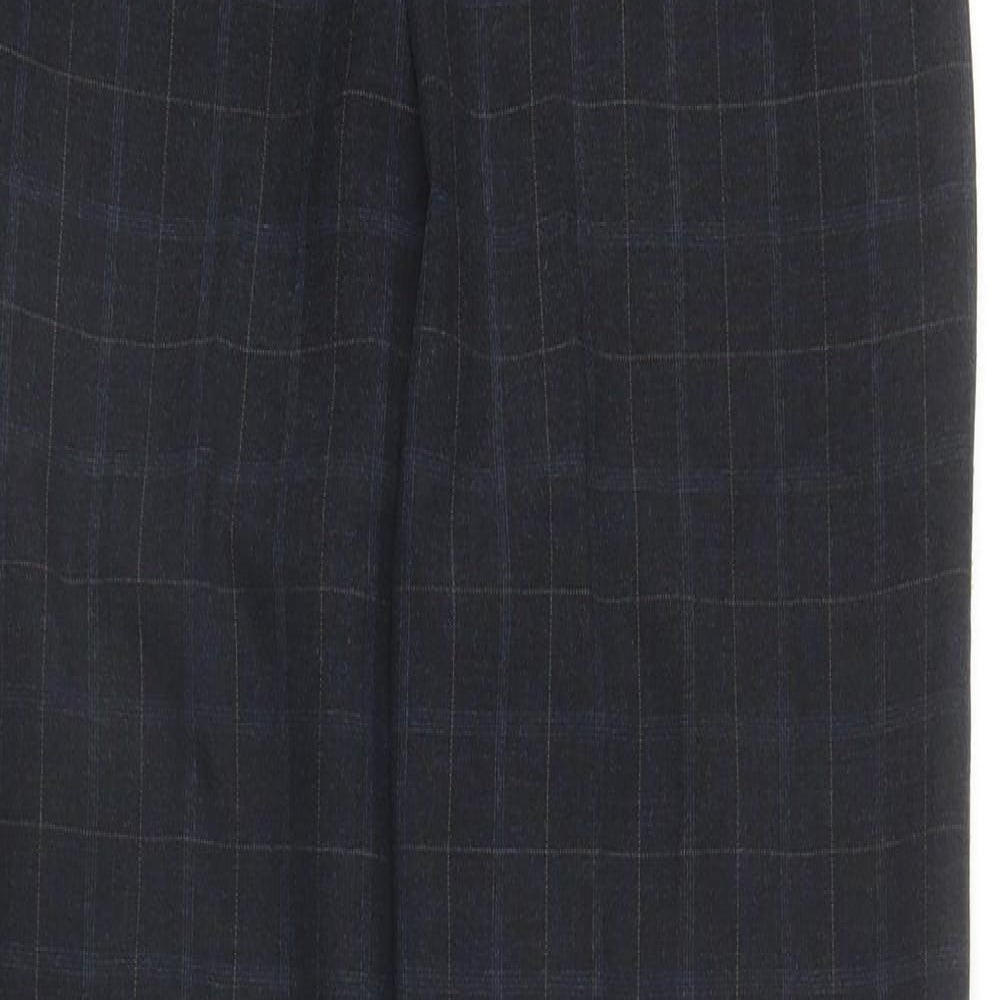 Marks and Spencer Womens Blue Plaid Polyester Carrot Trousers Size 10 L31.5 in Regular Zip