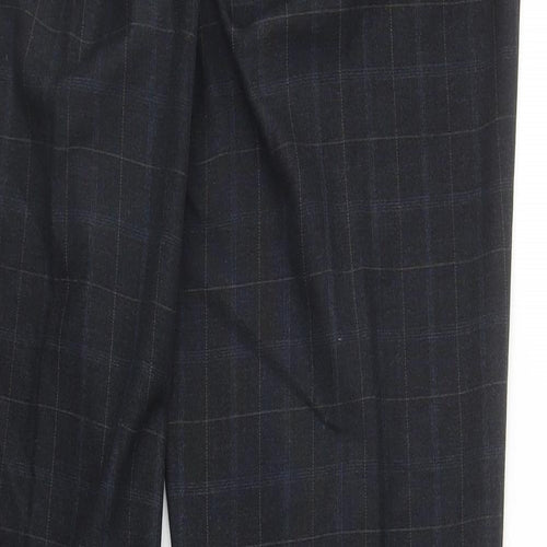 Marks and Spencer Womens Blue Plaid Polyester Carrot Trousers Size 10 L31.5 in Regular Zip