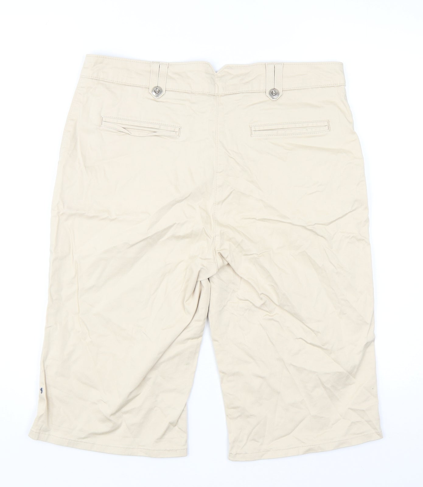 Per Una Womens Beige Cotton Chino Shorts Size 14 L12 in Regular Zip