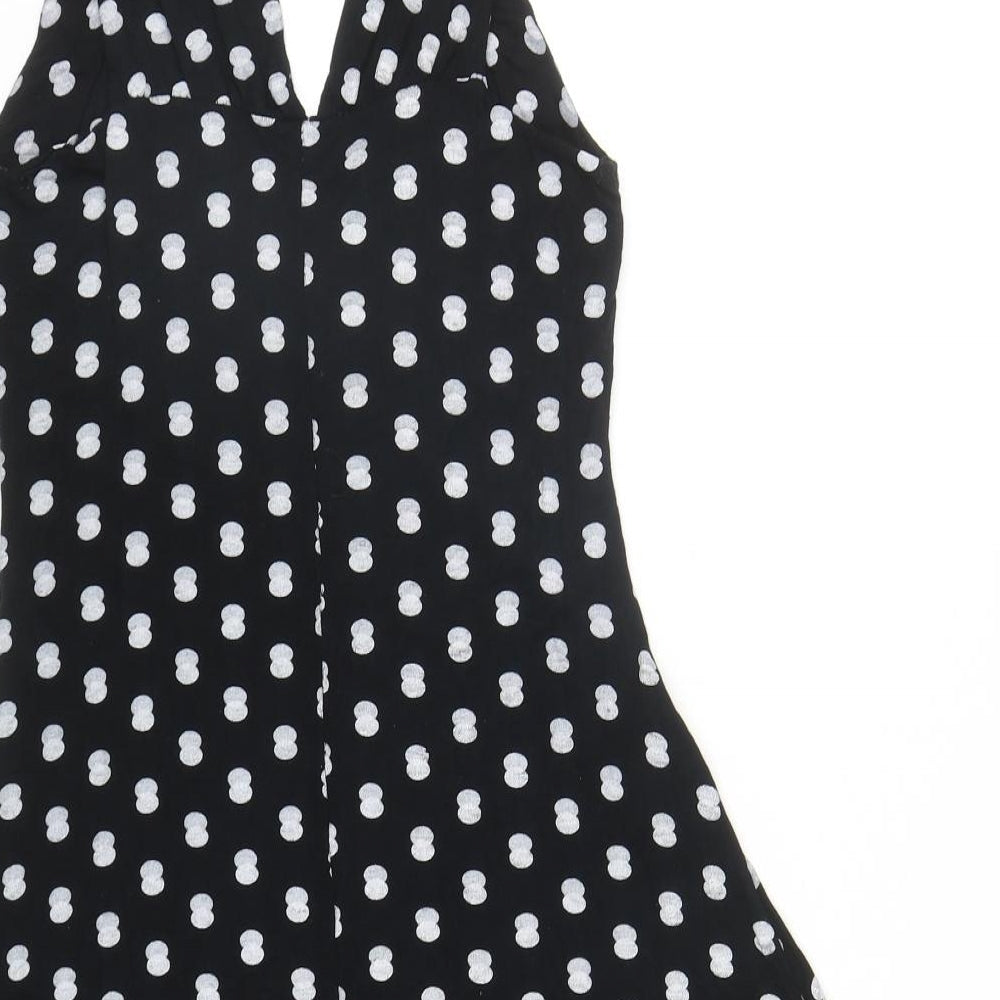 Preworn Womens Black Geometric Viscose Tank Dress Size XL V-Neck Pullover