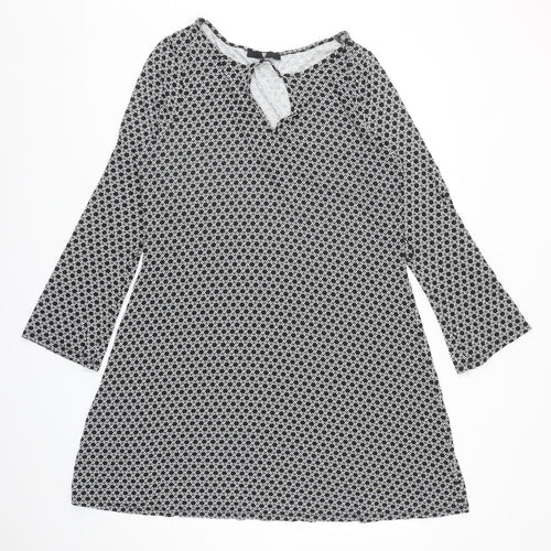 Very Womens Black Geometric Viscose A-Line Size 18 Boat Neck Pullover