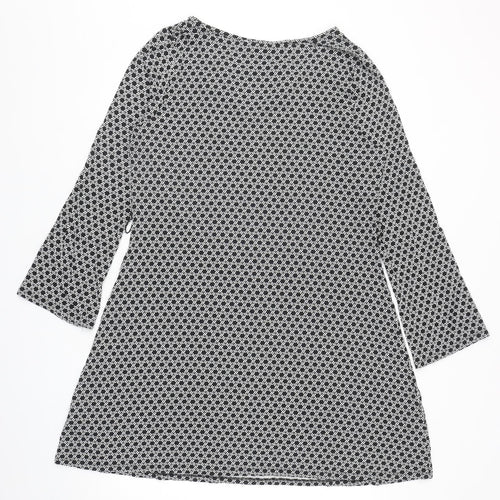 Very Womens Black Geometric Viscose A-Line Size 18 Boat Neck Pullover