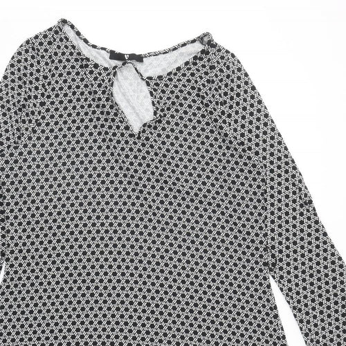 Very Womens Black Geometric Viscose A-Line Size 18 Boat Neck Pullover