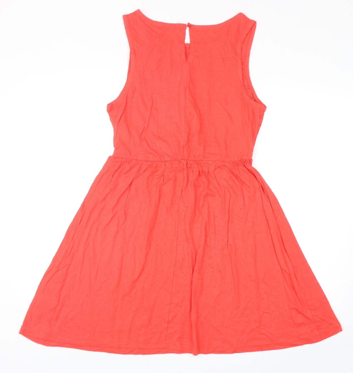 Atmosphere Womens Red Cotton Skater Dress Size 14 Boat Neck Button