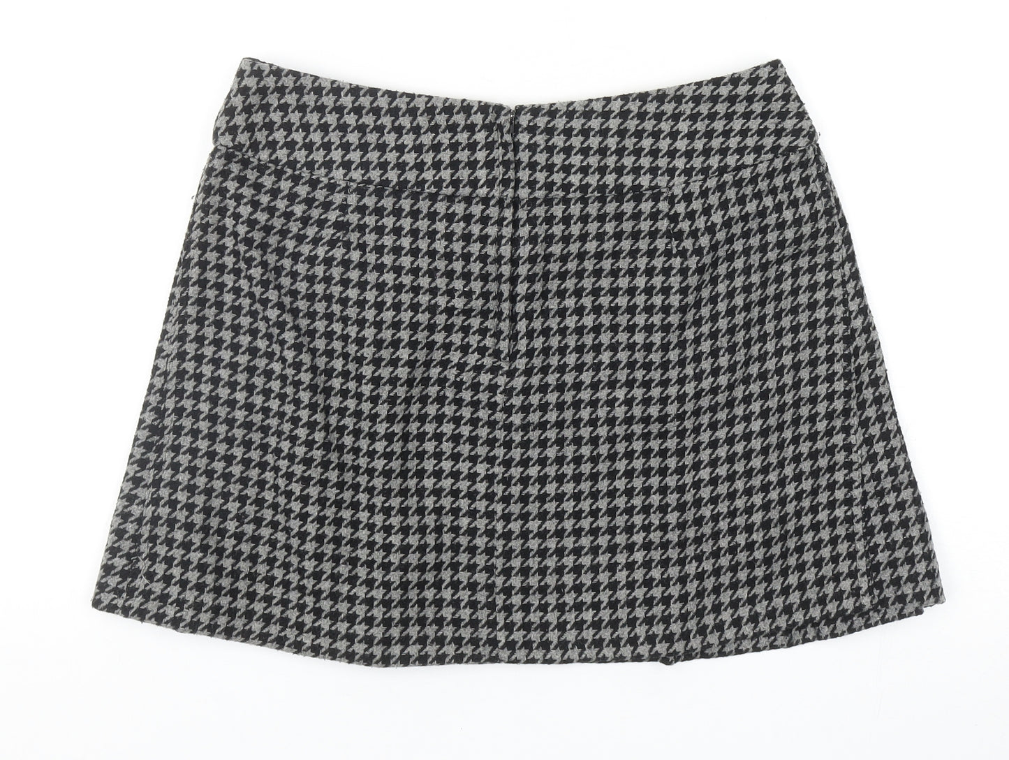 F&F Womens Grey Geometric Polyester Pleated Skirt Size 10 Zip