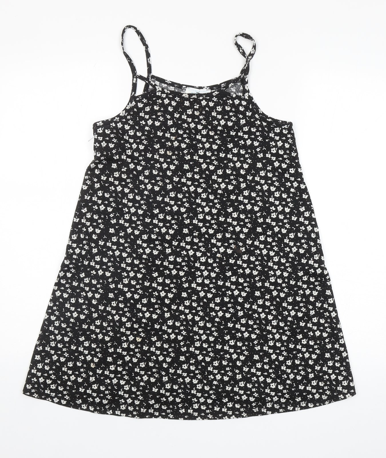 Primark Girls Black Floral Polyester A-Line Size 10-11 Years Scoop Neck Pullover