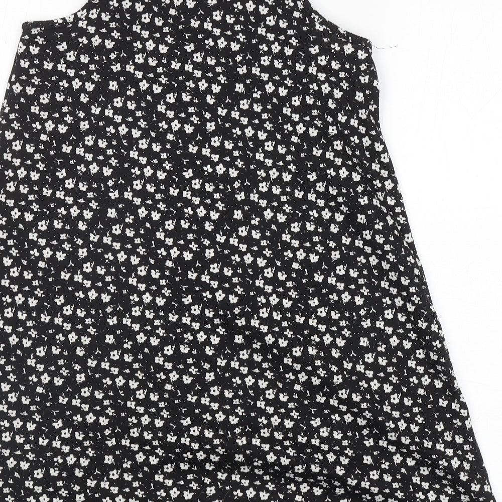 Primark Girls Black Floral Polyester A-Line Size 10-11 Years Scoop Neck Pullover