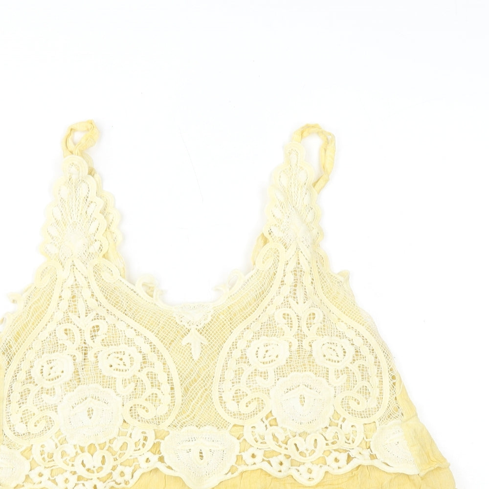 Obsession Womens Yellow Polyester Camisole Tank Size 10 V-Neck