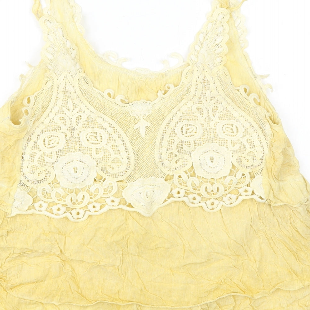 Obsession Womens Yellow Polyester Camisole Tank Size 10 V-Neck