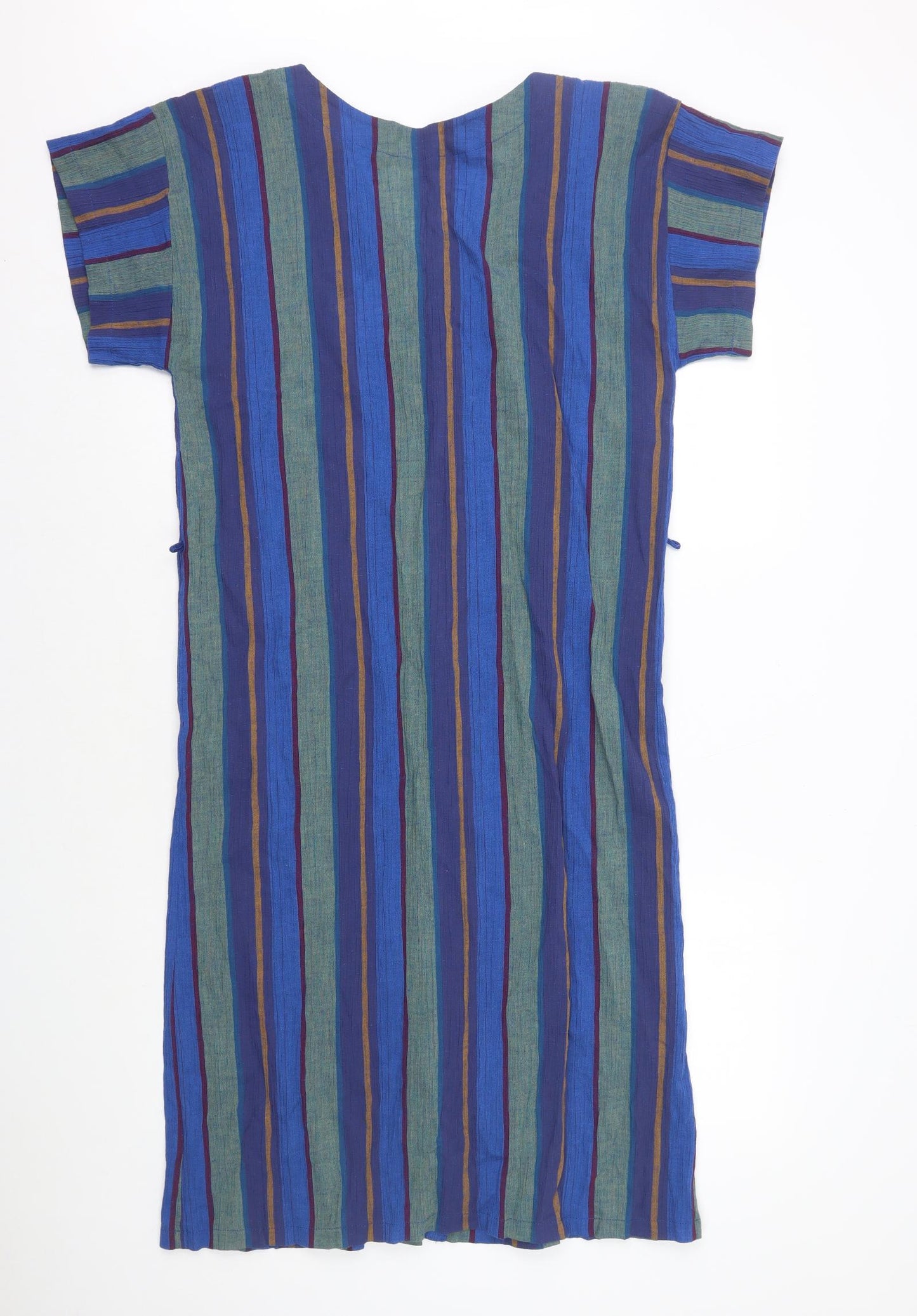 Preworn Womens Multicoloured Striped Polyester Kaftan Size 16 V-Neck Button