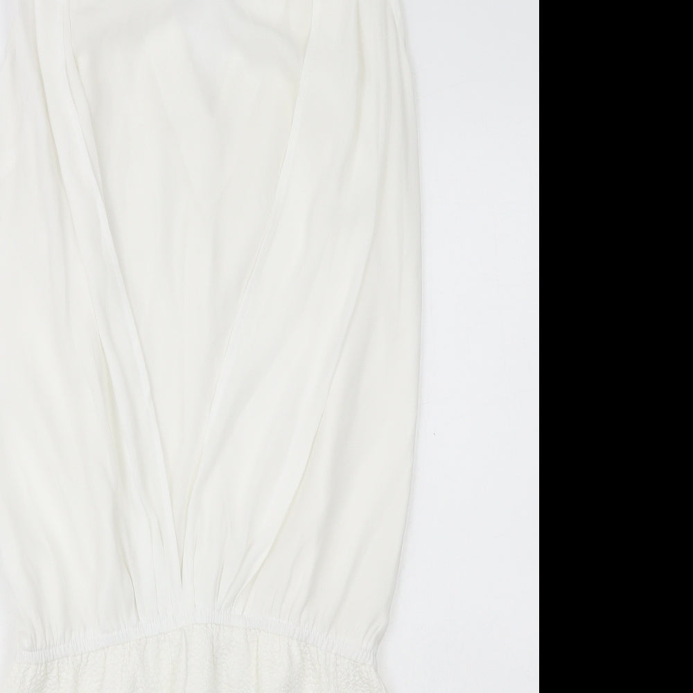 Cherry Couture Womens White Polyester A-Line Size 12 V-Neck Pullover