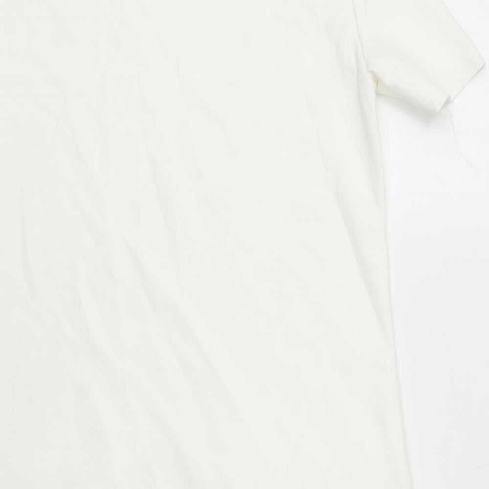 Zara Womens White Polyester T-Shirt Dress Size S Round Neck Pullover