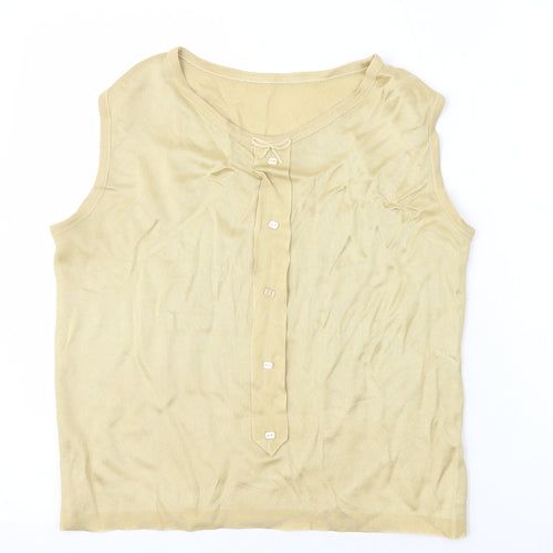 Preworn Womens Beige Polyester Basic Tank Size 12 Round Neck