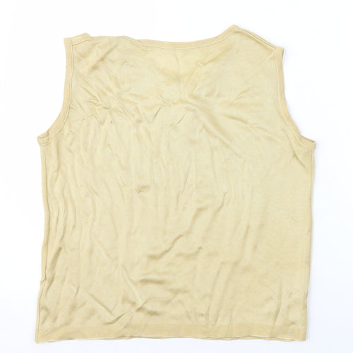 Preworn Womens Beige Polyester Basic Tank Size 12 Round Neck