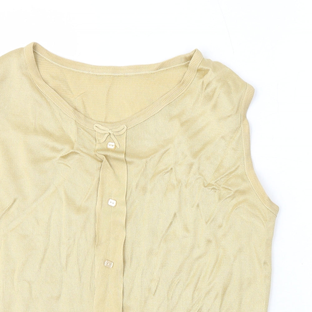 Preworn Womens Beige Polyester Basic Tank Size 12 Round Neck