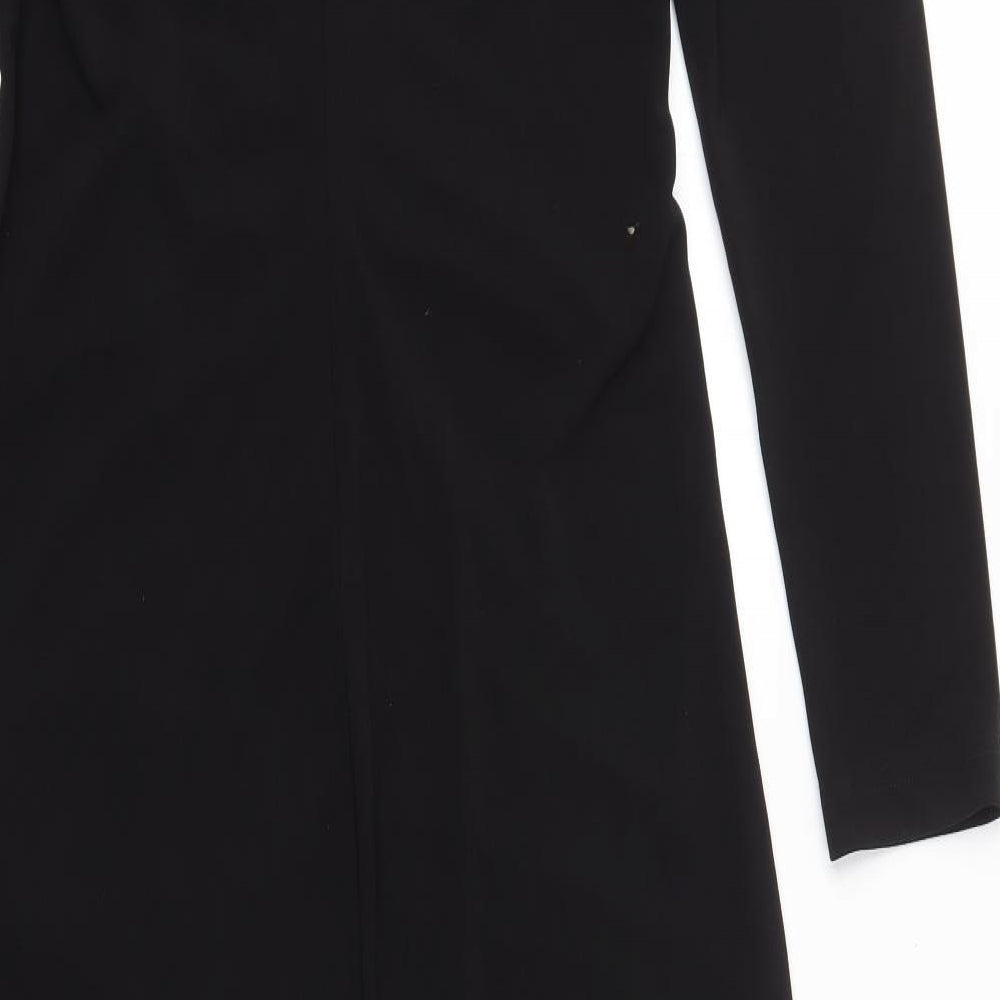 Zara Womens Black Polyester Bodycon Size XL Scoop Neck Zip