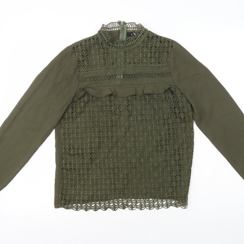 Kilky Womens Green Polyester Basic Blouse Size S Mock Neck