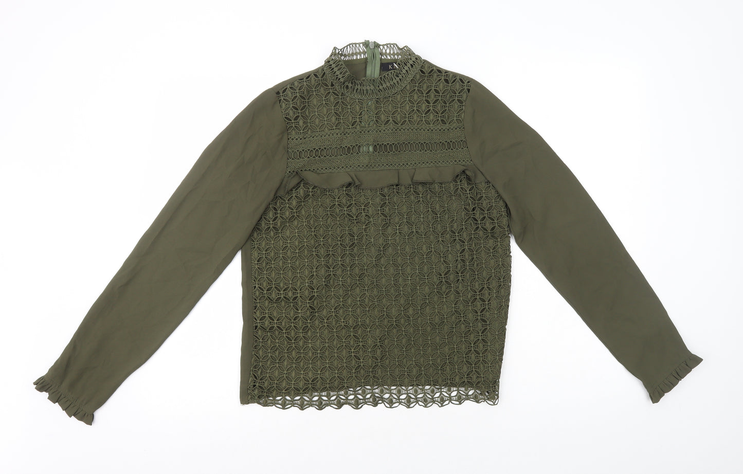 Kilky Womens Green Polyester Basic Blouse Size S Mock Neck