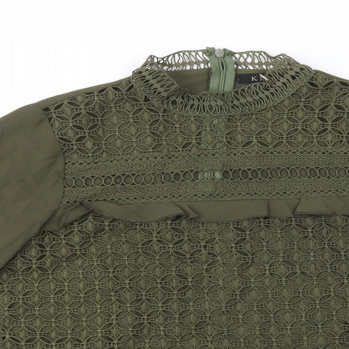 Kilky Womens Green Polyester Basic Blouse Size S Mock Neck