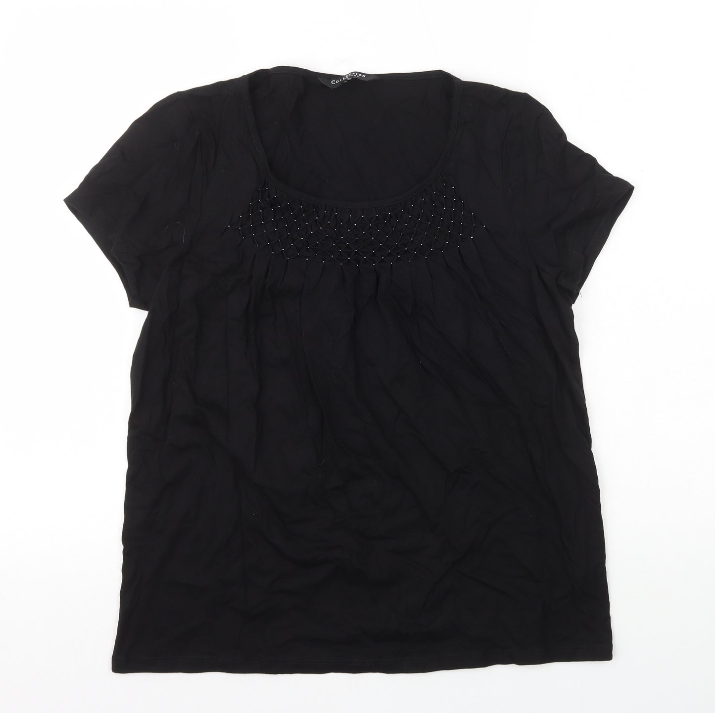 Debenhams Womens Black Cotton Basic T-Shirt Size 16 Round Neck