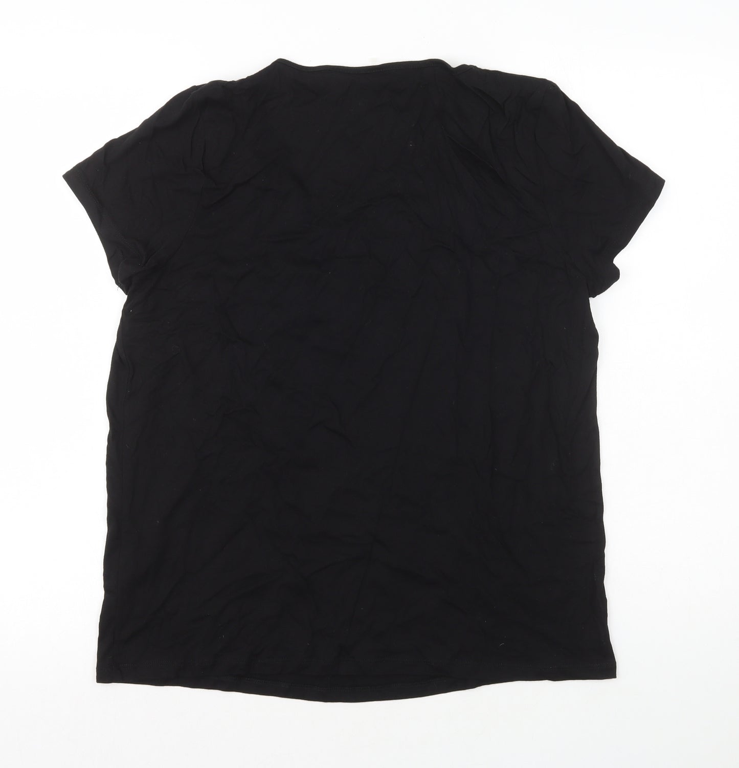 Debenhams Womens Black Cotton Basic T-Shirt Size 16 Round Neck