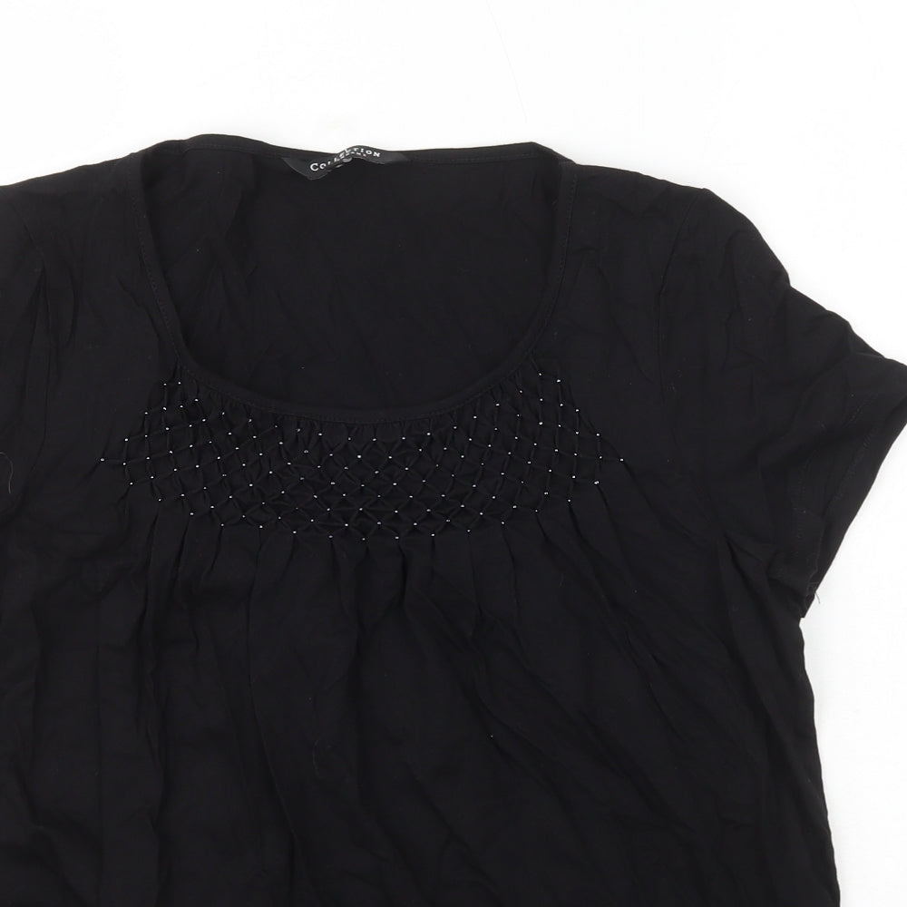 Debenhams Womens Black Cotton Basic T-Shirt Size 16 Round Neck