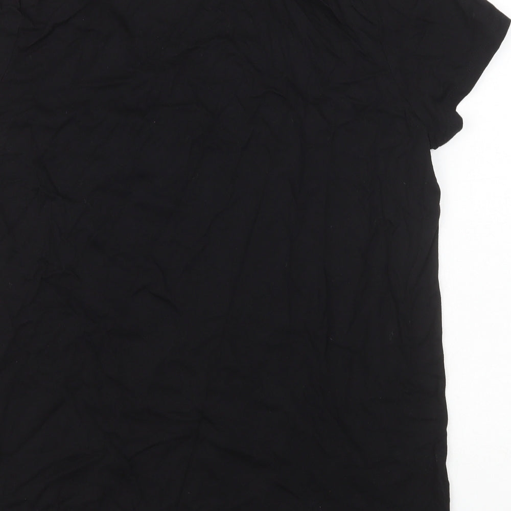 Debenhams Womens Black Cotton Basic T-Shirt Size 16 Round Neck