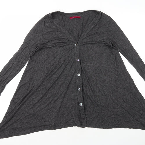 Velvet Womens Grey V-Neck Rayon Cardigan Jumper Size S
